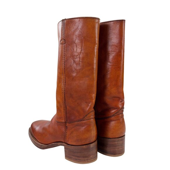 Vintage FRYE 1970s Black Label Campus Boots Mens Size 12 D Orange Leather 2556 - Picture 5 of 16